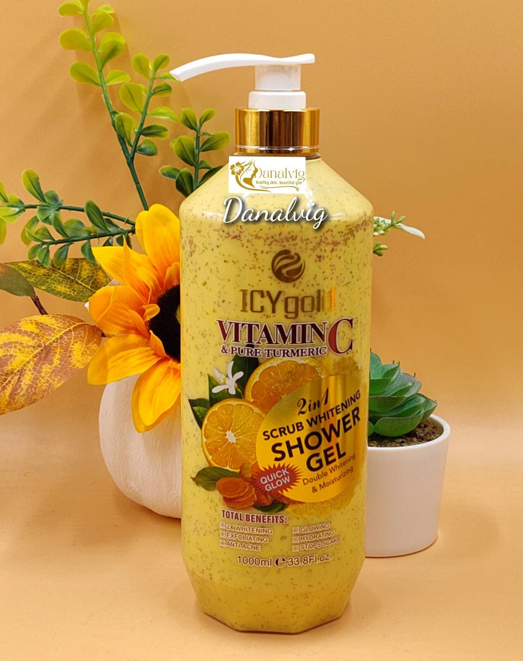Icy Gold glow vitamin c collagen With Turmeric scrub shower gel 1000ml