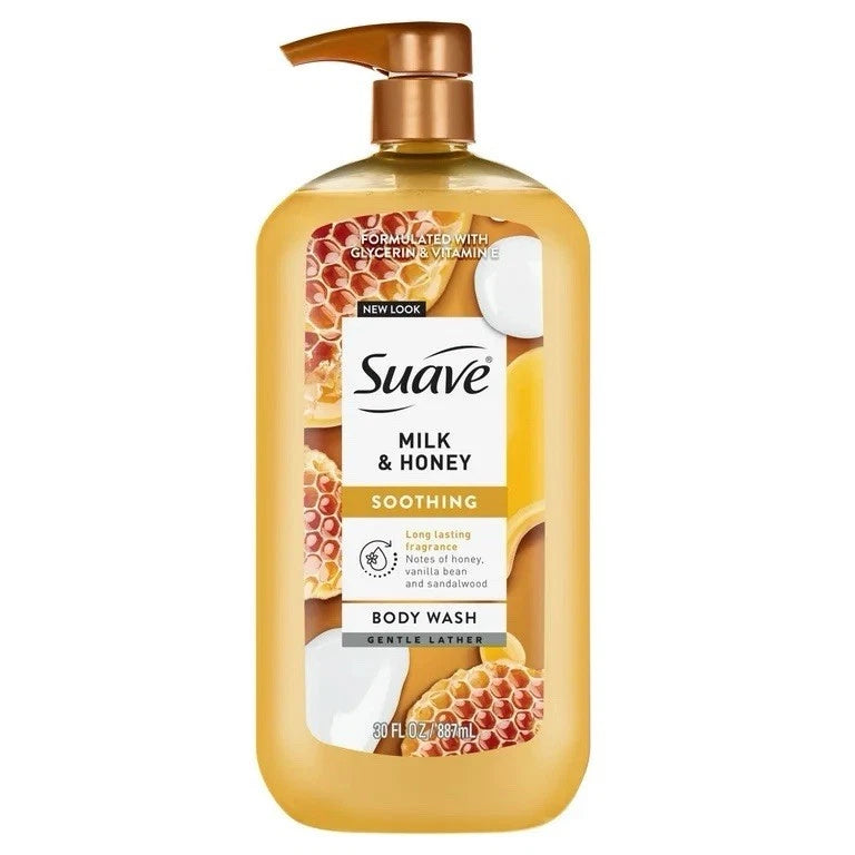 Suave Essentials Gentle Body Wash, Milk & Honey, 30 oz